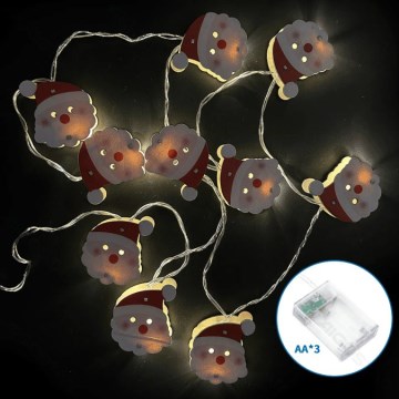 Aigostar - Catena luminosa natalizia LED 20xLED/3xAA 3m bianco caldo Babbo Natale
