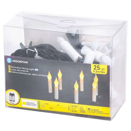 Aigostar - Luci natalizie a LED 25xLED/3xAA, 5 m, bianco caldo