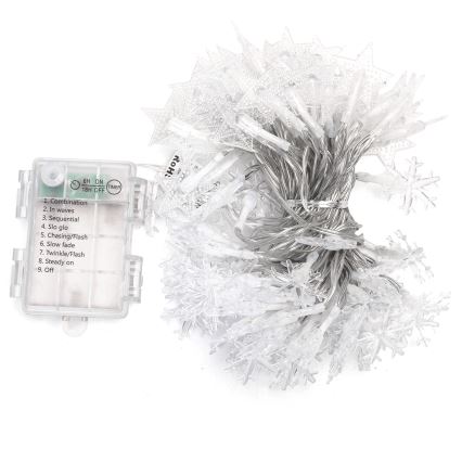 Aigostar - Catena luminosa natalizia LED da esterno 100xLED/8 funzioni 3xAA 10 m IP44 bianco freddo