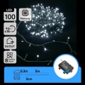 Aigostar - Catena luminosa natalizia LED da esterno 100xLED/8 funzioni 3xAA 5,3 m IP44 bianco freddo