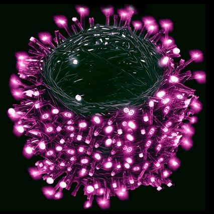 Aigostar - Catena luminosa natalizia LED da esterno 100xLED/8 funzioni 3xAA 5,3m IP44 rosa