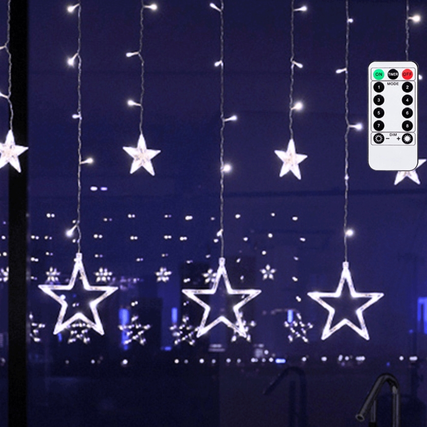 Aigostar - Catena luminosa natalizia LED per esterni 120xLED/8 funzioni 3x0,6 m IP44 bianco freddo + telecomando