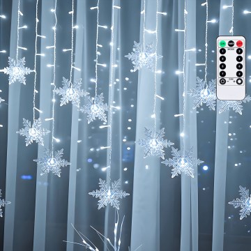 Aigostar - Catena luminosa natalizia LED da esterno 120xLED/8 funzioni 3x0,7m IP44 bianco freddo + telecomando