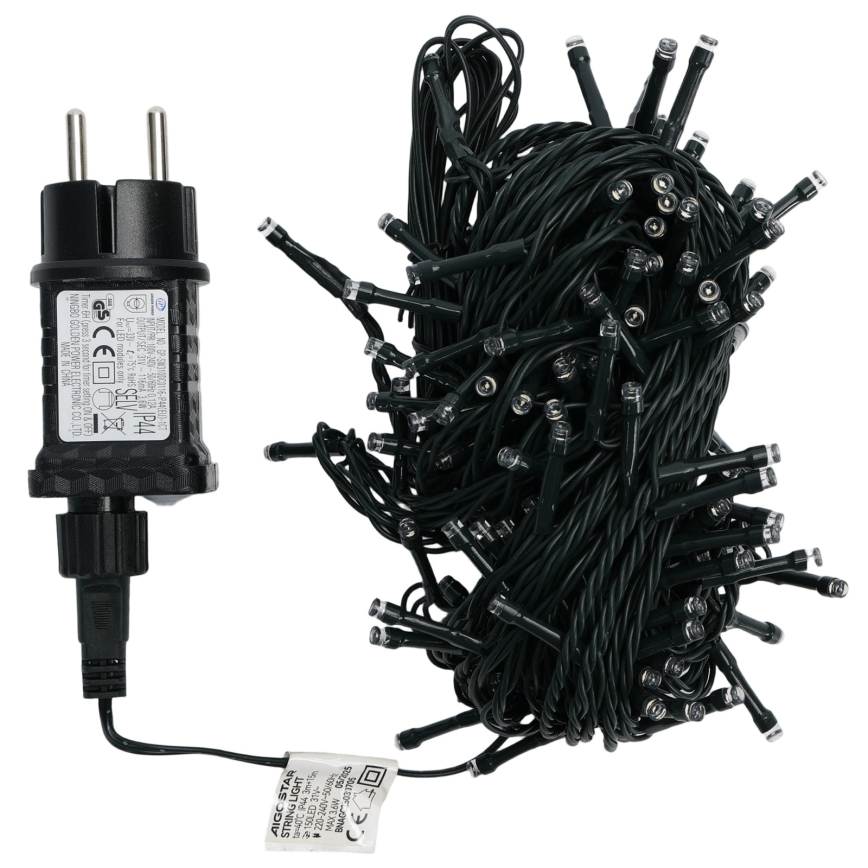 Aigostar - Catena luminosa natalizia LED da esterno, 150 LED, 8 funzioni, 18 m, IP44, bianco freddo