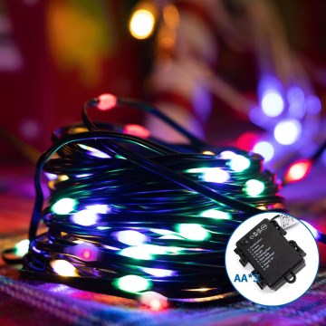 Aigostar - Catena luminosa natalizia LED da esterno 150xLED/8 funzioni 3xAA 15,3m IP44 multicolore