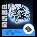 Aigostar - Catena luminosa natalizia LED da esterno 25xLED/8 funzioni 3xAA 2,8m IP44 bianco freddo