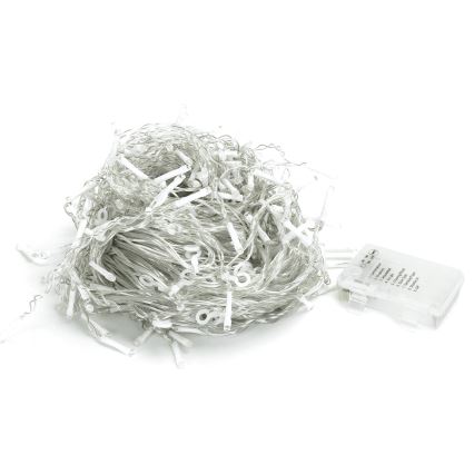 Aigostar - Catena luminosa natalizia LED per esterni 300 LED/8 modalità 3xAA 18x0,6 m IP44 bianco freddo