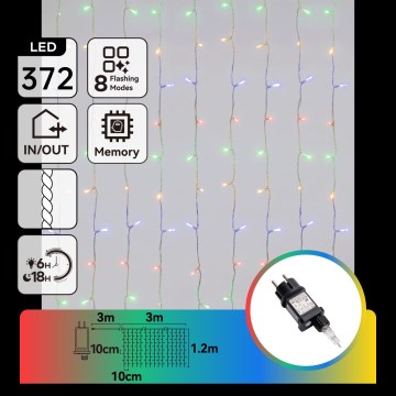 Aigostar - Catena luminosa natalizia LED da esterno 372xLED/8 funzioni 6x1,2m IP44 multicolore