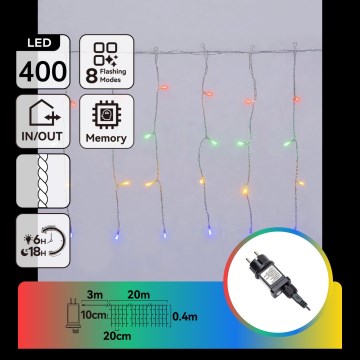Aigostar - Catena luminosa natalizia LED da esterno 400xLED/8 funzioni 23x0,4m IP44 multicolore