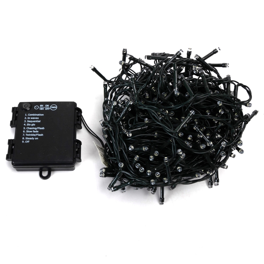 Aigostar - Catena luminosa LED da esterno per Natale, 400 LED, 8 funzioni, 4xAA, 20,3 m, IP44, bianco freddo