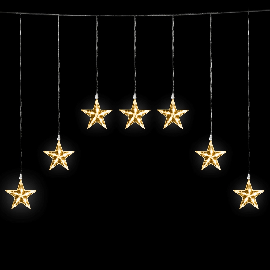 Aigostar - Catena luminosa natalizia LED da esterno 70 LED 1,2 x 1 m IP44, bianco caldo, a forma di stelle
