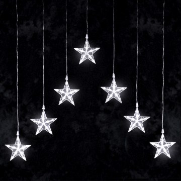 Aigostar - Catena luminosa natalizia LED da esterno 70 LED 1,2 x 1 m IP44, bianco freddo, stelle