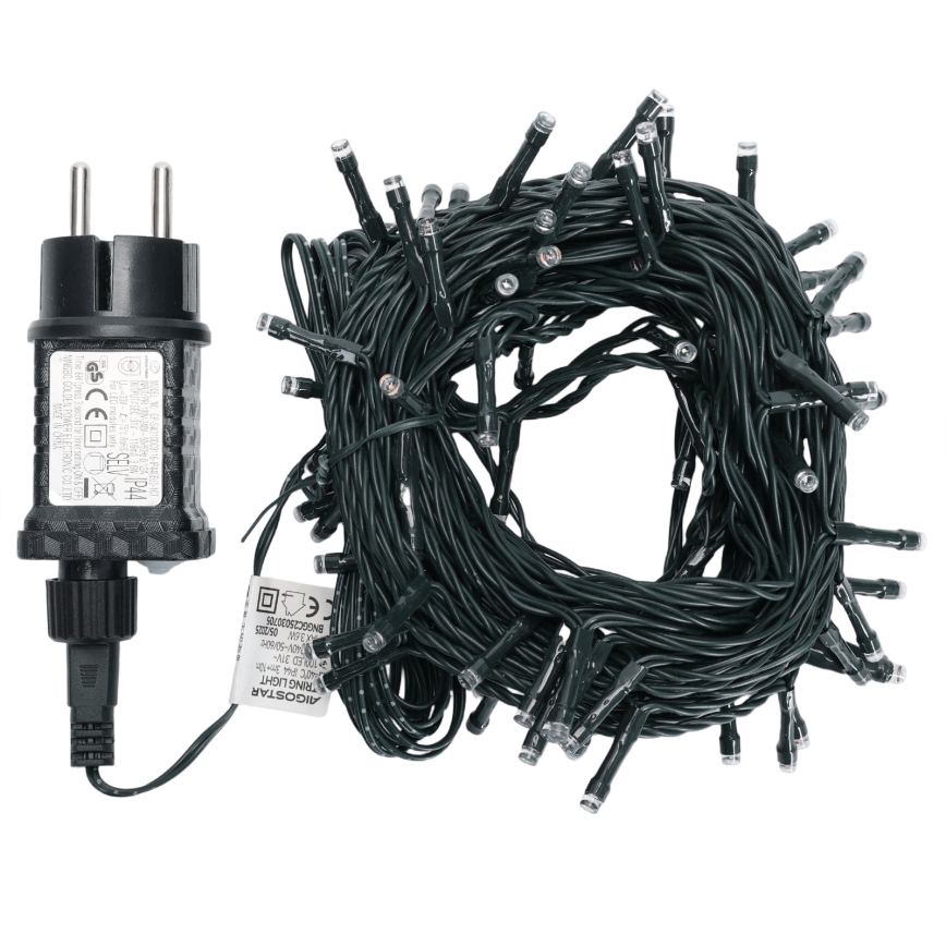 Aigostar - Catena luminosa natalizia LED per esterni 100 LED, 8 funzioni, 13 m, IP44, multicolore