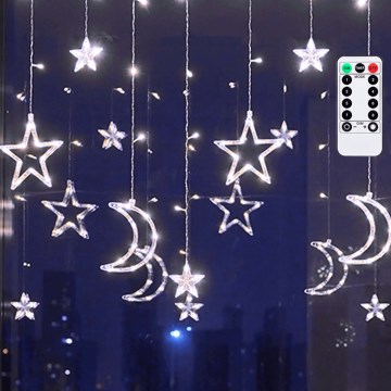 Aigostar - Catena luminosa natalizia LED per esterni 120 LED/6 W/230 V/8 funzioni 3 x 0,6 m IP44 bianco freddo + telecomando
