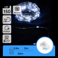 Aigostar - Catena luminosa natalizia LED per esterni 150xLED/8 funzioni/3xAA 15,3 m IP44 bianco freddo