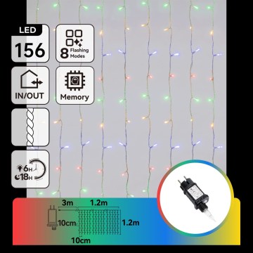 Aigostar - Catena luminosa natalizia LED per esterni 156xLED/8 funzioni 4,2x1,2m IP44 multicolore