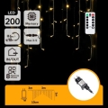 Aigostar - Catena luminosa natalizia LED per esterni 200xLED/6W/230V/8 funzioni 3x1m IP44 bianco caldo + telecomando