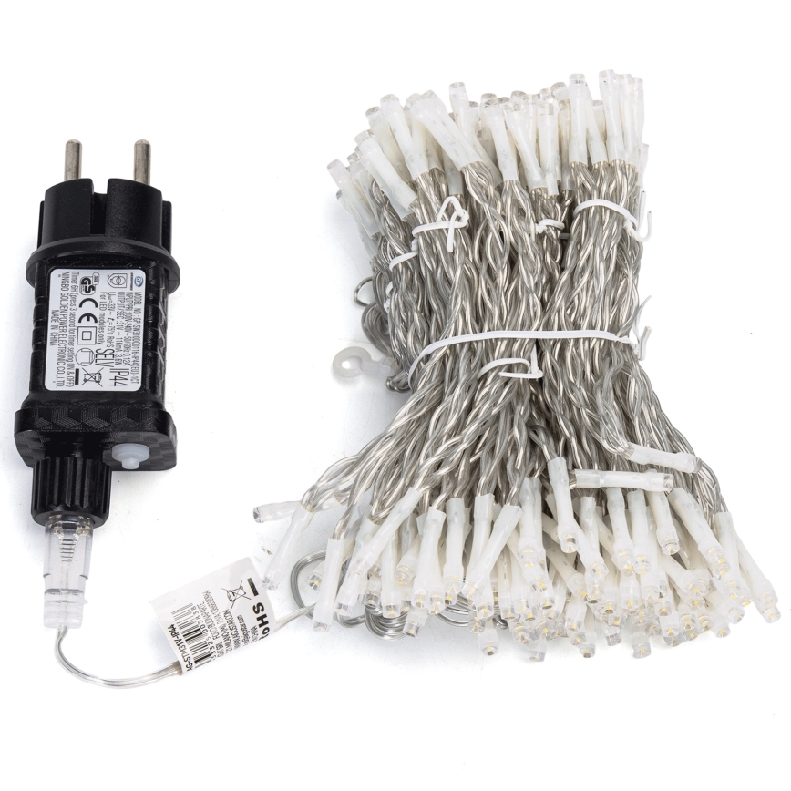 Aigostar - Catena luminosa natalizia LED per esterni 234 LED/8 funzioni 1,2x1,8 m IP44 bianco freddo