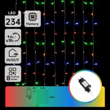 Aigostar - Catena luminosa natalizia LED per esterni 234xLED/8 funzioni 1,2x1,8 m IP44 multicolore