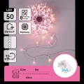 Aigostar - Catena luminosa natalizia LED per esterni 50 LED/8 funzioni 3xAA 5,3m IP44 rosa/bianco caldo