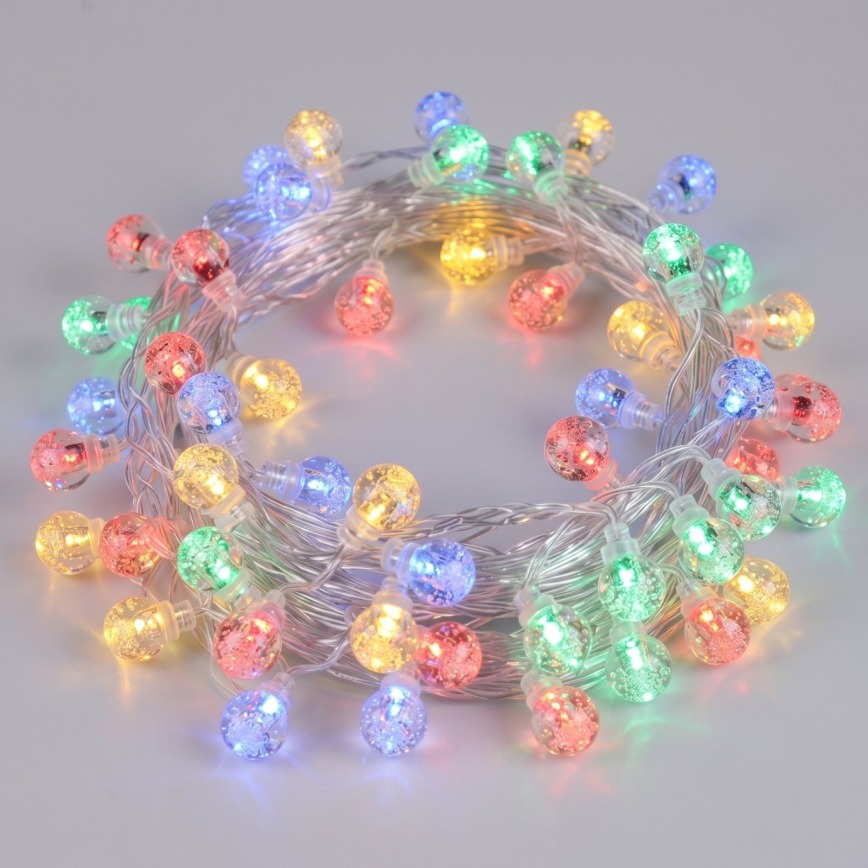 Aigostar - Catena luminosa natalizia LED per esterni 50xLED/8 funzioni 3xAA 5,3m IP44 multicolore