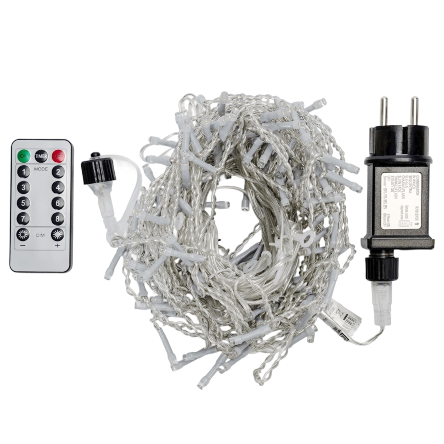 Aigostar - LED catena luminosa natalizia da esterno 150xLED/6W/230V/8 funzioni 1,5x1m IP44 bianco caldo + telecomando