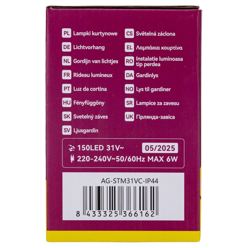 Aigostar - LED catena luminosa natalizia da esterno 150xLED/6W/230V/8 funzioni 1,5x1m IP44 bianco caldo + telecomando