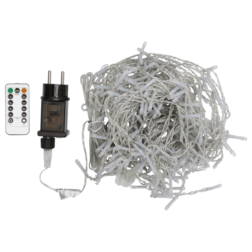 Aigostar - Catena di luci natalizie LED RGBY per esterni 300xLED/8 funzioni 3x1m IP44 + telecomando