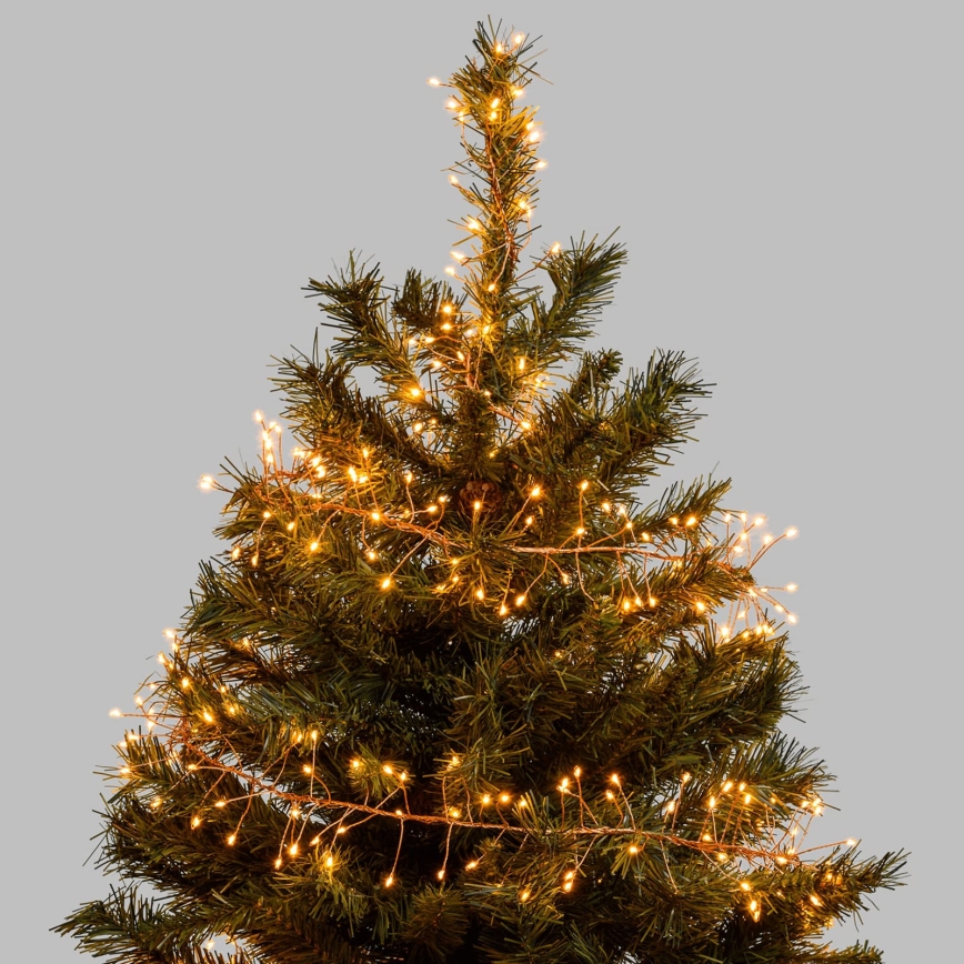 Aigostar - Catena luminosa natalizia per esterni 100xLED/8 funzioni 3xAA 3,3 m IP44 bianco caldo