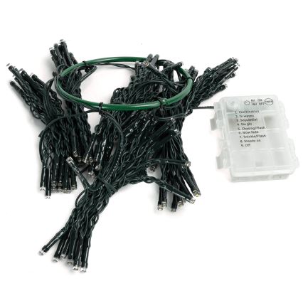 Aigostar - Catena luminosa natalizia per esterni, 108 LED / 8 funzioni, 3x AA, 1,8 m, IP44, bianco caldo