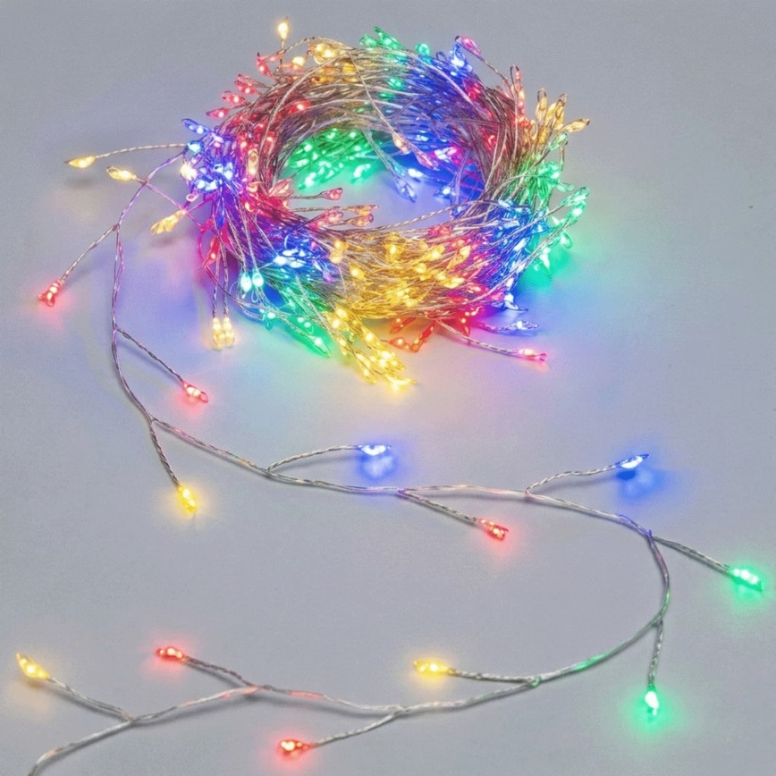 Aigostar - Catena luminosa natalizia per esterni 50 LED/8 funzioni 3xAA 1,8m IP44 multicolore