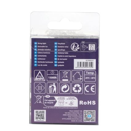 Aigostar - Catena luminosa per esterni a LED, 50 LED, 8 modalità, alimentazione 3xAA, 5,3 m, IP44, multicolore