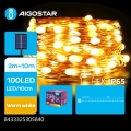 Aigostar - Catena luminosa solare a LED 100 LED / 8 funzioni, 12 m, 800 mAh, IP65, bianco caldo