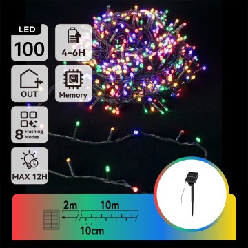 Aigostar - Catena luminosa solare a LED 100xLED/8 funzioni 12m IP65 multicolore 800 mAh