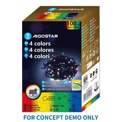 Aigostar - Catena luminosa natalizia solare a LED 200 LED/8 funzioni, 22 m, IP65, multicolore, 800 mAh