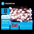 Aigostar - Catena luminosa solare LED natalizia 100xLED/8 funzioni 12m IP65 800 mAh bianco freddo