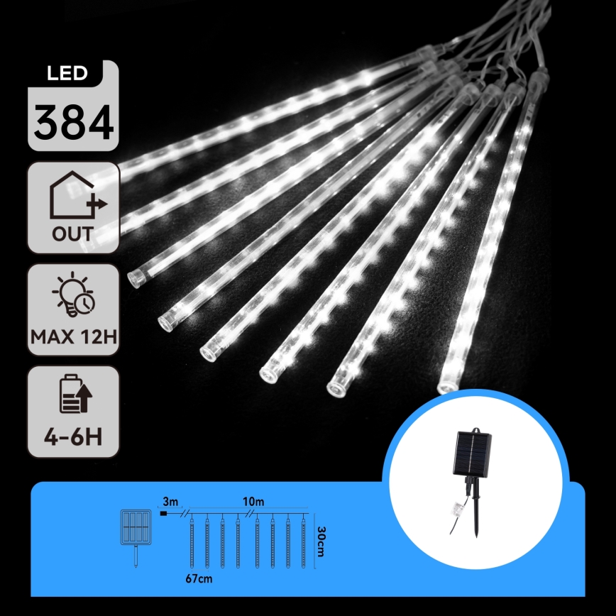 Aigostar - Catena di Natale solare a LED 384xLED/13m IP65 1200 mAh bianco freddo