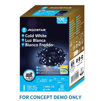 Aigostar - Catena luminosa solare a LED per Natale, 200 LED, 8 funzioni, 22 m, IP65, bianco freddo, 800 mAh