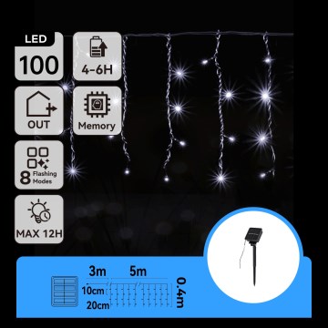 Aigostar - catena luminosa solare natalizia a LED 100xLED/8 funzioni 8x0,4m IP65 bianco freddo 800 mAh