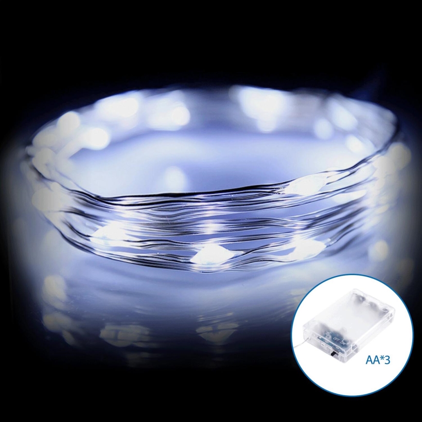 Aigostar - Catena natalizia LED 20xLED/3xAA 2,3m bianco freddo