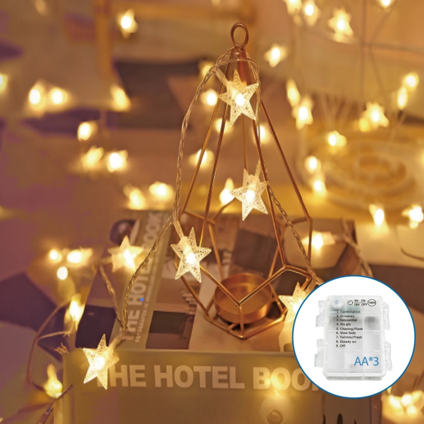 Aigostar - Catena natalizia LED 20xLED/3xAA 3,3m stelle