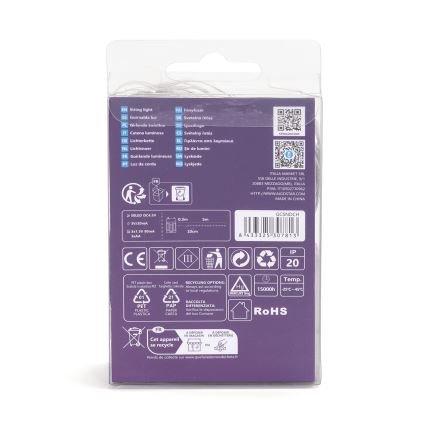 Aigostar - Catena natalizia LED 50xLED/3xAA 5,3m bianco caldo
