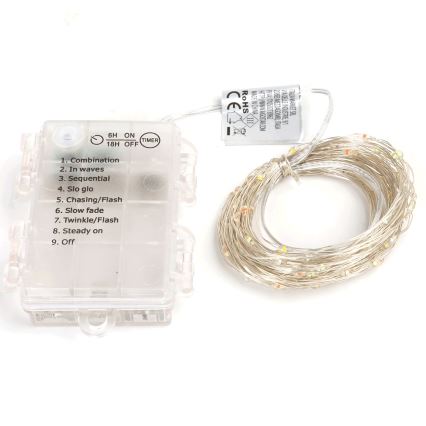 Aigostar - Catena luminosa natalizia LED da esterno 150xLED/8 funzioni/3xAA 15,3m IP44 multicolore