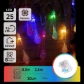 Aigostar - Catena natalizia LED per esterni 25xLED/8 funzioni 3xAA 2,5m IP44 gocce multicolori