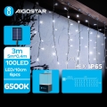 Aigostar - Catena natalizia solare a LED 100xLED/8 funzioni 8x0,4m IP65 bianco freddo
