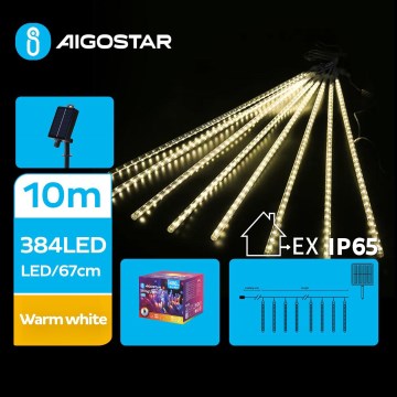 Aigostar - Catena natalizia solare a LED 384xLED/13m IP65 bianco caldo