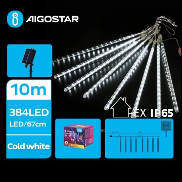Aigostar - Catena natalizia solare a LED 384xLED/13m IP65 bianco freddo