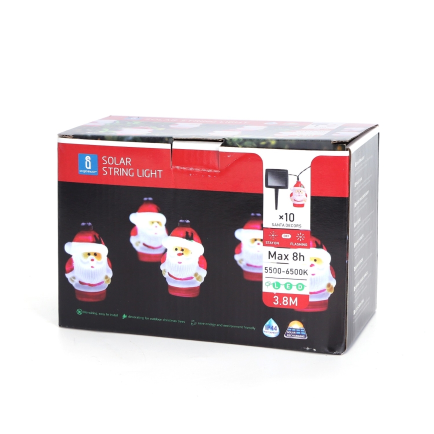 Aigostar - Catena luminosa solare LED 10xLED/3,8 m IP44 bianco freddo 400 mAh