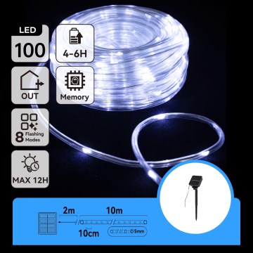 Aigostar - Catena solare a LED 100 LED/8 funzioni 12 m IP65 bianco freddo 800 mAh