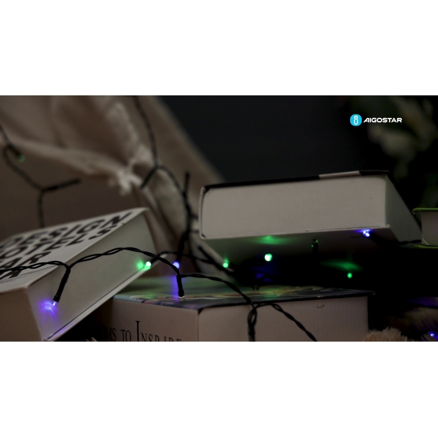 Aigostar - Catena solare a LED 100xLED/8 funzioni 12m IP65 multicolore